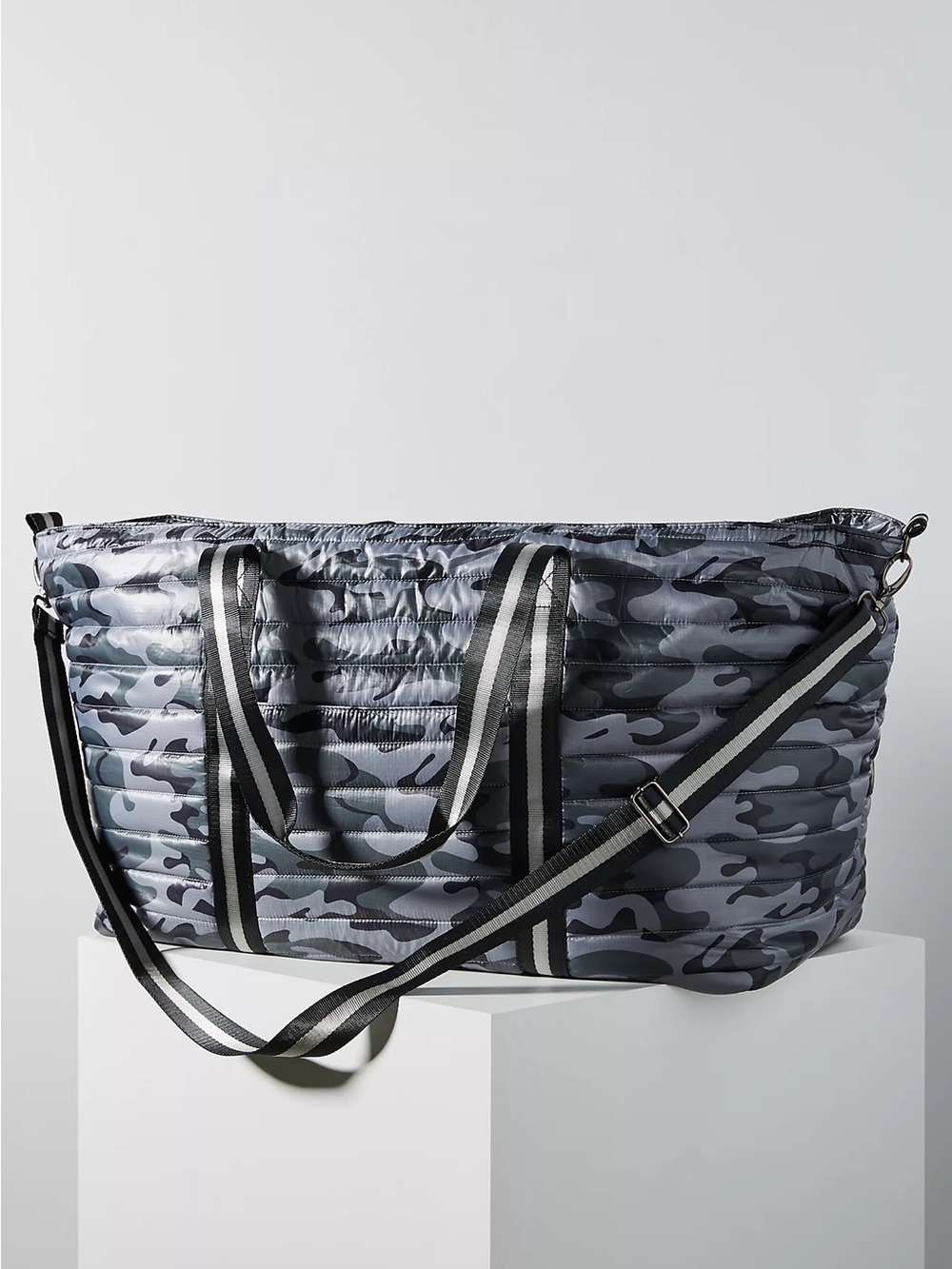 THINK ROYLN Gray Quilted Camo Duffel Bag